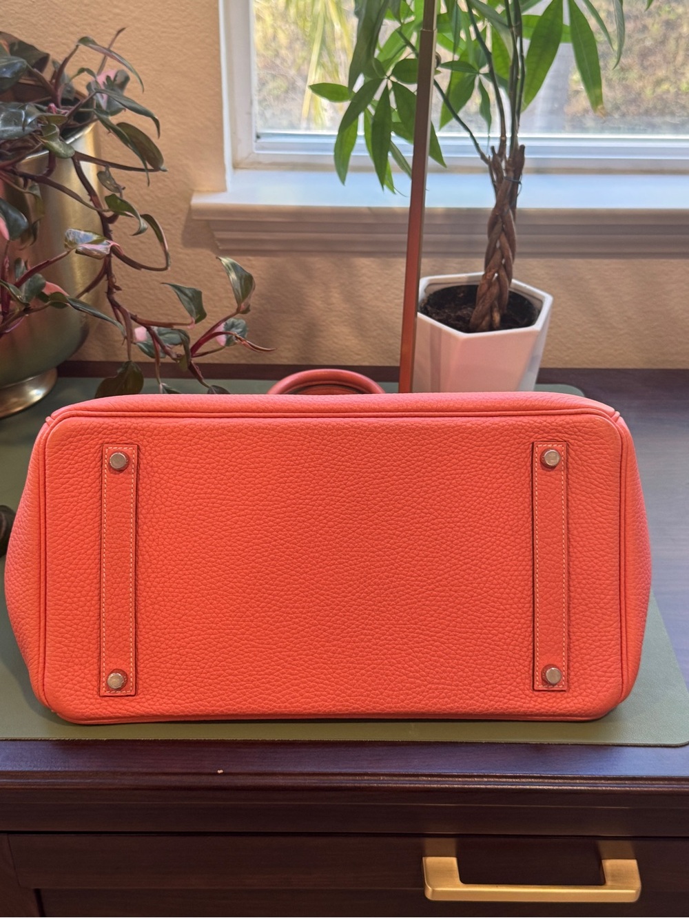 Hermes Coral Togo Leather Birkin 35 with Palladium Hardware - Picture 16 of 16